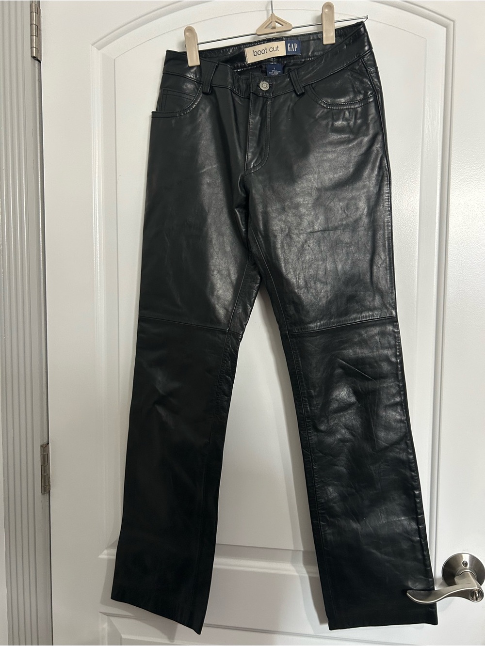 GAP 90's Vintage 100% Geniune Leather Boot Cut Jeans Size 1 y2k chic grunge chic